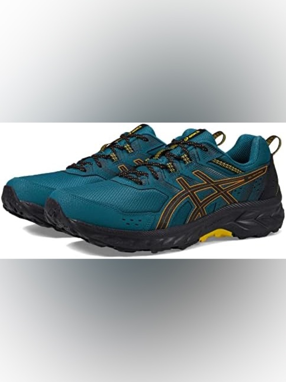 Men’s ASICS Gel-Venture 9 trail running shoes Ink Teal/Sandstorm. Size 9.